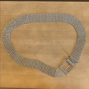 B-Low the Belt Silver Crystal Mesh Rhinestone Waist Belt